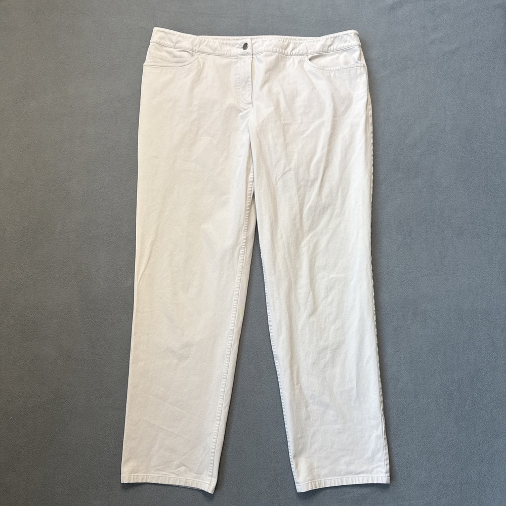 Eileen‎ Fisher Pants Womens XL Ivory Cotton Stretch Twill Chino Tapered Trousers